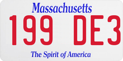 MA license plate 199DE3