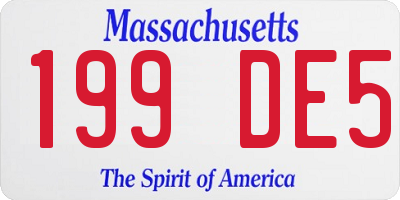 MA license plate 199DE5