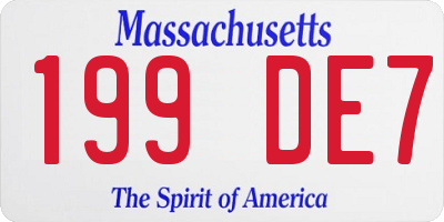 MA license plate 199DE7