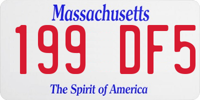 MA license plate 199DF5