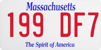 MA license plate 199DF7