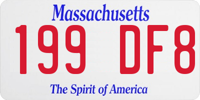 MA license plate 199DF8