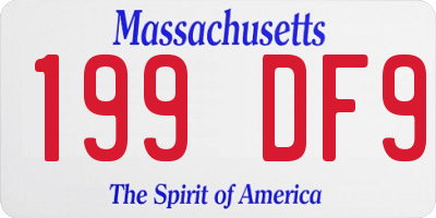 MA license plate 199DF9