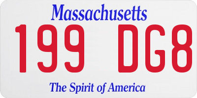 MA license plate 199DG8