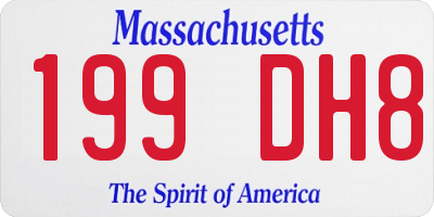 MA license plate 199DH8