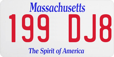 MA license plate 199DJ8