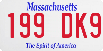 MA license plate 199DK9