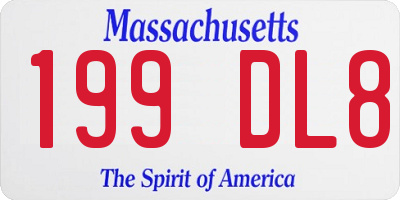 MA license plate 199DL8