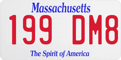 MA license plate 199DM8