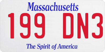 MA license plate 199DN3