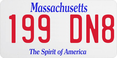 MA license plate 199DN8