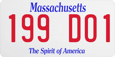 MA license plate 199DO1