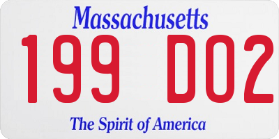 MA license plate 199DO2