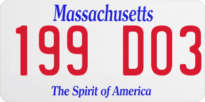 MA license plate 199DO3