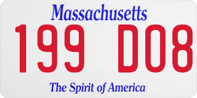 MA license plate 199DO8