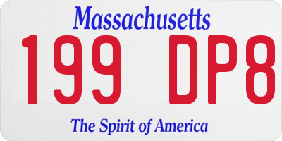 MA license plate 199DP8