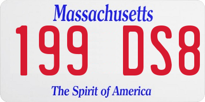 MA license plate 199DS8