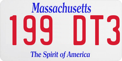 MA license plate 199DT3