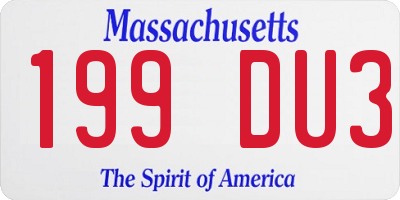 MA license plate 199DU3