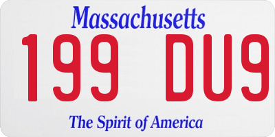 MA license plate 199DU9