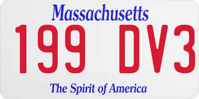 MA license plate 199DV3