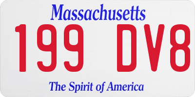 MA license plate 199DV8