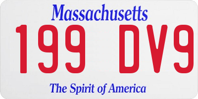 MA license plate 199DV9