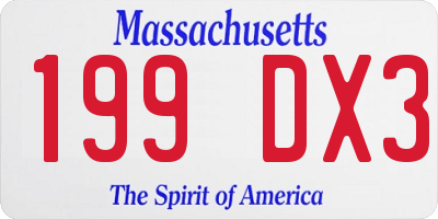 MA license plate 199DX3