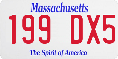 MA license plate 199DX5