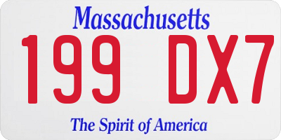 MA license plate 199DX7