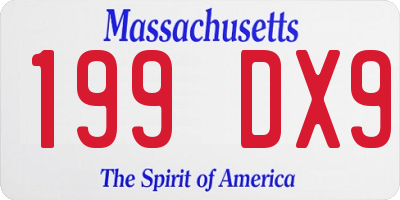 MA license plate 199DX9