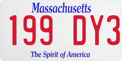 MA license plate 199DY3