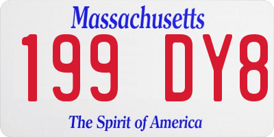 MA license plate 199DY8