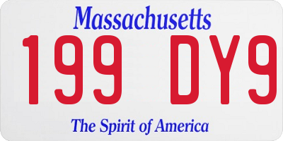 MA license plate 199DY9
