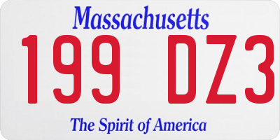 MA license plate 199DZ3