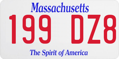 MA license plate 199DZ8