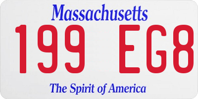 MA license plate 199EG8