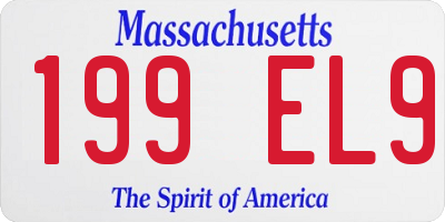 MA license plate 199EL9