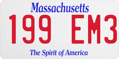 MA license plate 199EM3