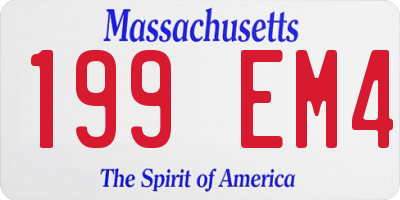 MA license plate 199EM4