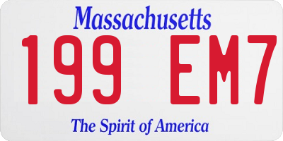 MA license plate 199EM7