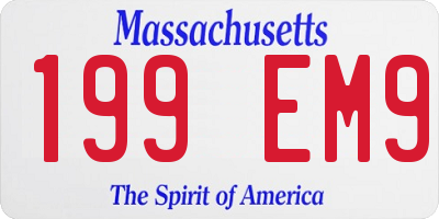 MA license plate 199EM9