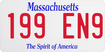 MA license plate 199EN9