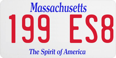 MA license plate 199ES8