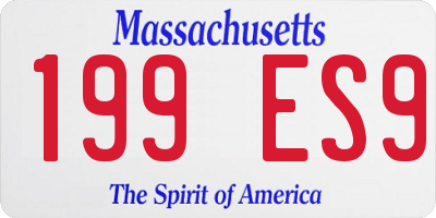 MA license plate 199ES9