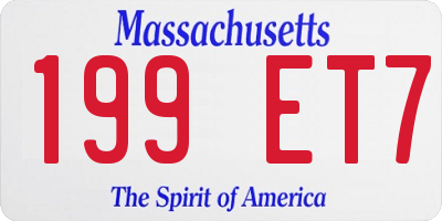 MA license plate 199ET7