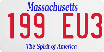 MA license plate 199EU3
