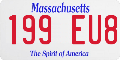 MA license plate 199EU8