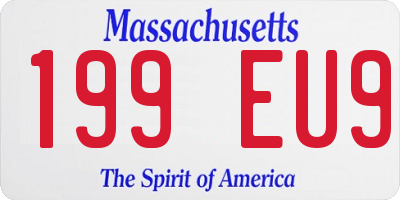 MA license plate 199EU9
