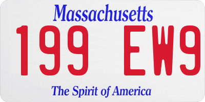 MA license plate 199EW9